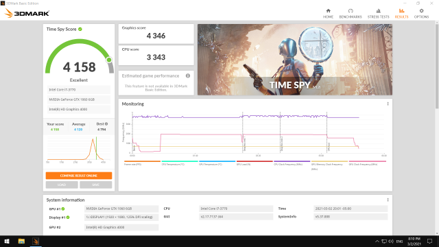 MSI GTX 1060 GamingX Plus 6GB - 3DMark Time Spy Demo - 02March2021.png